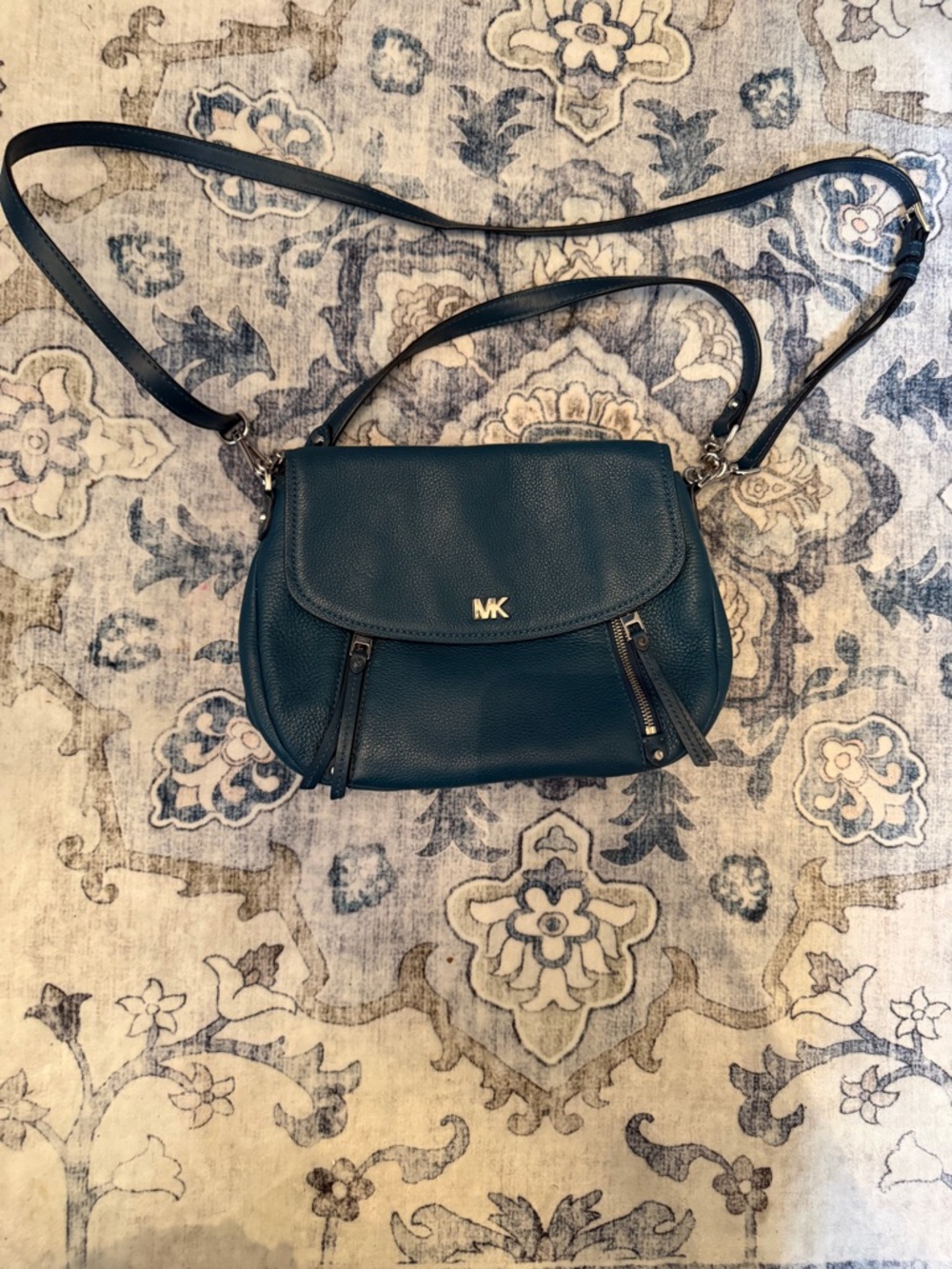Michael Kors Teal Pebbled Leather Crossbody Bag